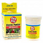 Kwik Stop Styptic Powder contains Benzocaine to help stop bleeding caused by clipping nails, cocking tails, wing clipping and minor superficial cuts. For external use on dogs, cats and birds. 0.5 oz.
