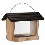 6-Qt Hopper feeder holds up to 6 quarts of seed and is made of insect and rot resistant premium cedar. The feeder has spacing for larger birds and a wide opening for easy filling.