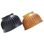 Ribbed bell boots for horses made from 100% pure rubber. Easily stretches over hoof. Black, white or gum.