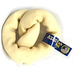 American Dog Banded Pretzel is a fun and unique rawhide treat that is made with premium American beefhide in the USA. Banded to be durable and longer lasting, this pretzel has a natural flavor that your dog will enjoys for hours!