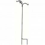 Hang bird feeders or hanging baskets with flowers on this charming hummingbird shepherd hook. The double hook allows you to feature two items. Black color looks great in nature. Size is 90 inches long. Easy to place in the ground.