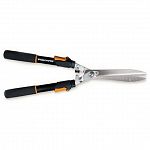Fiskars Telescoping Power Lever Hedge Shears gives you extra leverage for cutting and pruning hard to cut branches. The Gator-Blade is serrated to easily grip branches and cut through them quickly. The handles may be extended from 26 - 33 inches.