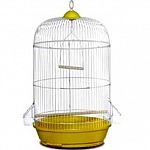Designed after the classic tweety bird cage. Perfect for canaries, finches, parakeets and other small birds. Pull-out plastic bottom tray slides out for easy cleaning, and the outside-access cups allows for more interior cage room. Cage is 13 inch in diam