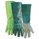 Protect your hands when working in the yard with these durable and long lasting gloves by Boss. Gloves have an extra long cuff that offers great hand and arm protection. Made to be moisture and abrasion resistant. Choose Ladies or mens.