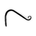 This sleek upturn angled hook for hanging plants and more looks great with any decor. Made of steel for durability and has a black powder coat finish that looks great for many years. Available in two lengths.