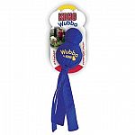 The Kong Wubba Dog Toy is a great interactive dog toss and tug toy. Made of two balls covered in a reinforced nylon fabric that is durable. One ball is a tennis ball and the other is a squeaky ball for hours of fun! Easy to pick and throw with the long ta