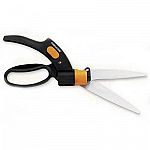 Fiskars Shear Ease Grass Shears are made to easily cut grass and have blades that turn 360 degrees to give you the best angled cut. The patented blade technology keeps the blades from becoming jammed or getting stuck.