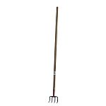 Classic style 4 tine cultivator. Strong, heavy duty hardwood handle. Seal-coated for added durability. Approximately 54 inch long handle - Approx. 5 inch wide tine-span.