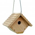 This classic style wren house makes a great home for a wren family in your yard. House is made of natural cedar that is handcrafted for quality and durability. Base opens for cleaning. Size of hole is 1 in. and overall size is 8.25 in. x 7 in. x 7.5 in. (