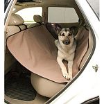 Enjoy traveling with your pet without the worry of rips, tears, dirt or pet hair ruining or staining the back seat of your vehicle. The cover simply loops over the driver to passenger headrests, covers the back seat and floor boards.