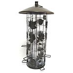 Huge 8 plus lb capacity. Features 9 feeding ports that allows birds to feed normally but closes with a squirrel's weight on the perch or on any part of the sliding, protective metal frame.