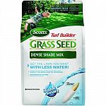 Super absorbent seed coating absorbs and realeases water even if you miss a day. Seed germinates 2 times faster and uses less water. Helps seedlings develop 25% thicker and deeper root systems. No grass seed is more weed free. Scotts turf builder dense sh