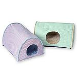This is a fun place for cats to hang out and call their own. Generous sized peeking holes accommodate large cats while keeping the camper private. Inside is lined with soft microfleeece