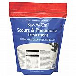 Sav-A-Caf Scours & Pneumonia Treatment is a complete, medicated calf milk replacer that contains the highest approved treatment level of neomycin and oxytetracycline medications available in a complete calf milk replacer.
