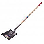 Forward-turned step. Number 2 head with 48 inch handle.  This classic square point shovel is perfect for moving loose garden material, sand, top soil or debris.