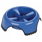 Skid Stop Slow Feed Bowl is a heavy duty plastic bowl designed to slow rapid eating, promote regular digestion and prevent bloating and discomfort. Designed with a rubbery base to prevent slippage while pet is eating.
