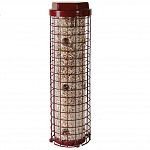 The Vinyl-coated wire and heavy zinc die cast top and bottom are durable. Birds reach the seed through wire openings and cling to wire guard. This feeder holds 4 lbs. of seed and has 6 ports. Available in green only.