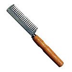 Partrade tail grooming comb. Features strong teeth / 6 inches. Wood handle / Metal teeth.