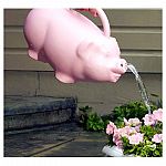 Pig shaped watering can.  BABS piglet watering can is 100% recyclable, bringing whimsy and fun to the garden while maintaining an ecological sensibility! 1.75 gallon capacity.