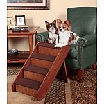 Sturdy construction and rich walnut finish means these stairs can be proudly displayed in any home. Stairs can be folded flat for convenient storage or transport. Safety side rails are built into the design so your pet can climb up and down with confidenc