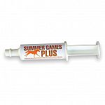Concentrated buffered electrolyte. Each 60-cc tube supplies 1 ounce of summer games electrolyte. Summer games plus also contains a buffering agent that helps create a soothing gastric environment. Mimics the composition of equine sweat, supplying the hors