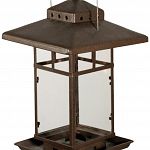 Attract all kinds of birds with this durable bronze and metal finish feeder. Easy to fill and clean. Capacity: 2.25 pounds of mixed seed.