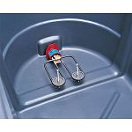 De-Icer is designed to mount through the drain hole in metal or plastic stock tanks. By mounting through the drain hole, the electrical cord is kept out of the water, and the de-icer cannot be thrown from the tank.