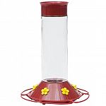 Hardened glass hummingbird  feeder bottle / 30 oz. capacity / Shatter-proof /  NO-DRIP feeding base. This beautiful feeder features 6 feeding stations with removable flowers. Full Circle Perch.