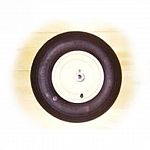 Rubber tire, steel wheel.  / Black 16 inch