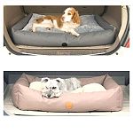 This SUV bed comes in 2 sizes and 2 colors. The small size fits perfectly in a small to midsized SUV while the large fits great in a mid to full size SUV. The gray and tan colors compliment most interior automobiles.