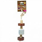 Features a unique combination of volcanic rock material and natural wood pieces. Helps keep your pet s teeth trim and clean while encouraging healthy activity. Simply hang the toy in your pet s cage and watch as they chew and play the day away. Ideal for
