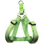 Fully adjustable, easy on dog harness. STEP-IN Fully adjustable, this dog harness is the perfect fit for every dog small, medium or large breed. It is available in sizes 4 sizes to fit any chest size.