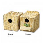 Ware Nest Boxes for Birds - Reverse and Regular are the perfect solid wood nesting place for your bird. Features a hinged top for easy access and cleaning with a perch. Great for Cockatiels, Love Birds, Parakeets and Finches.