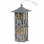 This wild bird feeder features the patented Squirrel-Be-Gone system which prevents squirrels from feeding. U-shaped bird-preferred perches. Sure-Lock cap system keeps the squirrels out. Holds 6 lbs of seed. 8 feeding ports.