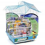 Double Roof Bird Cage Kit includes an assortment of fun toys and accessories such as a cuttlebone, solid wood ladder, copper bird-safe bell and mineral block. Food not included. Available in assorted colors, please let us choose for you.