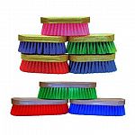 9 X 2.5 Synthetic hard bristle bedford brush for horses on a wood back. Large bedford brush measures approximately 9 x 2.5 inches  Pony size measures 6.5 x 2.25 inches. Imported / great value. Assorted colors