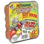 Spicen up your backyard bird's diet by giving them a Hot Pepper Suet Dough treat. Made by C and S, this no-melt treat is ideal for year round wild bird feeding. Specially formulated to provide wild birds with much needed energy and creates less waste and