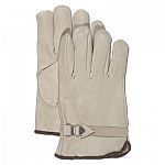 Boss Grain Leather Buckle Gloves for men are driver style gloves that are comfortable and easy to wear. Gloves have an adjustable buckle wrist that allows you to adjust the fit. Open cuff with a gunn cut design. Offer good abrasion resistance.