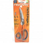 Take-apart blades for easy cleaning. Serrated blades grip and hold material for clean cuts. Fully hardened stainless steel blades resist rust. Comfortable softgrip handles reduce stress. Ergonomic handles for improved control. Herb & Veggie