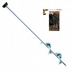 24 inches long. Fits any 3/8 or 1/2 inch electric or cordless drill. Drills holes 2 3/4 inches, up to 8 inches deep.