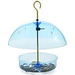 This feeder can be hung with the included hanging rod or mounted on a pole. It is constructed of light blue plastic to complement the beautiful bluebirds, but all birds enjoy it. Translucent material keeps the food level visible and provides you with the