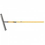 Level head rake for Loosening and Leveling Loose Soil, Mulch & Peat Moss. 16 Tine, 16. 5 X 3. 25 inches. One-Piece Forged Steel Head / 54 inch Hardwood Handle.