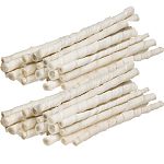 These 100% natural IMS white rawhide twisted sticks are a great chewing exercise to help keep your dog's teeth and gums healthy and his breath fresh. Give your dog hours of chewing satisfaction with the rawhide taste he loves.