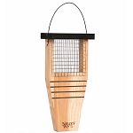 Tail-prop suet feeder is ideal for attracting large woodpeckers like the Pileated to your backyard! It is made of insect and rot resistant premium cedar. The feeder includes an easy-to-fill vinyl-coated wire mesh basket and stainless steel screws