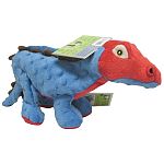 Features the same tough chew guard technology to stand up to extra chewing and tugging. This dinosaur dog toy has a squeaker in its tummy and crinkle paper in its tail.