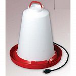 Energy efficient dual heating element- does not overheat the water. Thermostatically controlled. Keeps drinking water ice free. Large 3 gallon capacity. 6 foot heavy duty cord secures to any power cord. Easy-fill plug on bottom.