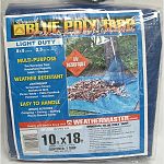 High density, rip resistant polyethylene material. Uv resistant, 4-5 mil. Thick. 8x8 weave count per square inch, 1000 denier. Lightweight, approximately 2.8 ounce per square yard. Heat sealed seams. Rope-lined, heat sealed or double stitched he