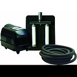 Circulates & oxygenates up to 16,000 gallons of water Works great in the hot summers as well as the cold winters Powerful yet efficient compressor uses as little as 17 wats Airline, diffuser membranes and plate assembly included Made in the usa