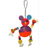 Multicolored design with ropes and wood beads Durable construction for extended uses Easily clips to the top of the bird cage