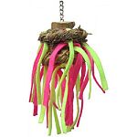 Tickles bird toys feature natural twisted grass fiber rings Hardwood slices and coconut husk slices to pick and pull Bright; soft neon felt strips entice further foraging fun for hours of playtime